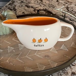 Rae Dunn Gather with pumpkins gravy boat.
